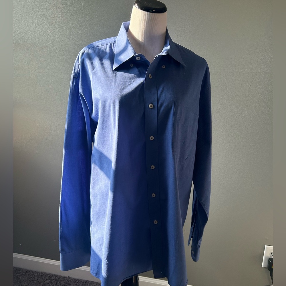 Alan Flusser button down dress shirt like New color, blue size, XXL, longsleeve,